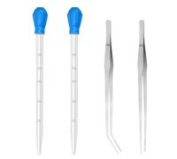 Hufopik Lot de 2 mangeoires pour coraux d'aquarium avec 2 pinces longues en acier inoxydable pour reptiles - Pour plantes aquatiques, récifs, anémones, poisson-lion (bleu, argenté)