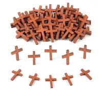 Hufopik Lot de 20 croix en bois de 3,1 x 4,3 cm, petites croix en bois pour travaux manuels, petit pendentif en croix, mini croix, remplissage d'œufs de Pâques