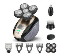 Hugdew Rasoirs de tête pour homme chauve, rasoir électrique 5 en 1 avec batterie rechargeable, tondeuse à cheveux, rasoir de voyage portable, idée cadeau pour homme (doré)