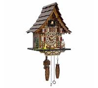 HUGE HAPPINESS Horloge Coucou pour Art Mural : 12 mélodies, contrôle du Volume, Mode Nuit, Style Allemand, forêt Noire, rétro, Traditionnel, décoration d'intérieur, Cadeaux pour la Famille (22 x 58