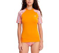 HUGE SPORTS Rashguard à Manche Courte de Wakeboard Femme pour Surf Natation Plongée Plage (Orange,L)