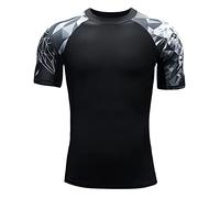 HUGE SPORTS Rashguard Homme Manches Courtes Sechage Rapide Maillot de Bain T-Shirt pour Surf Natation Lion S