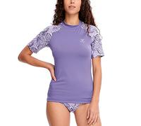 HUGE SPORTS T-Shirt de Bain à Séchage Rapide à Manches Courtes pour Femme Maillot de Bain Rashguard (Violet,M)