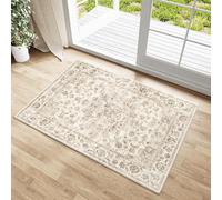 HUGEAR Beige Vintage Petit Tapis Entree Interieur Antidérapant Lavable en Machine 60x90cm Paillasson Chambre Adulte Interieur Bureau Cuisine Poil Ras Decoration Chambrel
