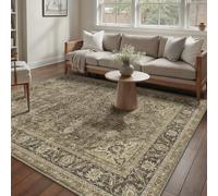 HUGEAR Marron Vintage Tapis Salon 160x230cm Lavable en Machine Antidérapant Grand Carpet Descente de Lit Chambre Adulte Salle a Manger Cuisine Bureau Doux Poil Ras Carpette