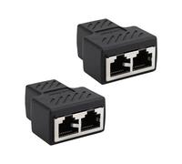 Hugfads 2 Pièces Adaptateur Doubleur RJ45, Splitter Câble Ethernet avec Connecteur Réseau à Double Port - Haute Performance, Compatible avec ADSL, Switch, TV, Décodeur, Routeur - Plug-and-Play, Noir