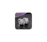Huggie Boucles d'oreilles créoles plaquées or 14 carats avec oxyde de zirconium cubique taille coussin Boucles d'oreilles plaquées argent 925 Merveilleux choix de cadeau pour homme et femme (argent)