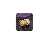Huggie Boucles d'oreilles créoles plaquées or 14 carats avec oxyde de zirconium cubique taille coussin Boucles d'oreilles plaquées argent 925 Merveilleux choix de cadeau pour homme et femme (doré)