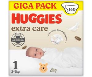 Huggies - 2567021 - Extra Care Bebe Taille 2 (3-6 kg) 4 paquets de 40 couches Incolore Taille 2