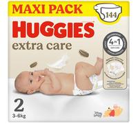 Huggies - Couches Extra Care Bébé - Taille 2 (3-6 kg) - 144 pièces - Maxi pack - Hypoallergéniques, douces et respirantes