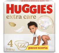 Huggies Couches Extra Care Taille 4 (7-18 Kg), Lot de 66 couches (33 x 2)