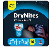 Huggies Drynites 4-7 ans Garçon (17-30 kg) - Sous-vêtements de Nuit Absorbants pour Enfants qui font Pipi au Lit - x32 Culottes (Lot de 2 Paquets de 16)