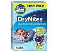 Drynites Diapers Absorbent Underpants Boy 64 Units Bleu 4-7 Years