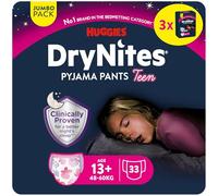 Huggies DryNites Culottes - 13+ Ans Fille (48-60kg) - 33 Culottes De Nuit Super Absorbantes Anti-Énurésie Du Lit - Pack Économique