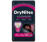 Huggies Couches de nuit DryNites – Haute absorption – Filles 4–7 ans (17–30 kg) – Lot de 10