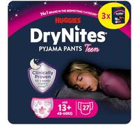 Huggies DryNites Lot de 27 couches de nuit pour l'énurésie nocturne, pour filles de 13 à environ 17 ans (48-60 kg), 3 x 9 cm, lot de 2