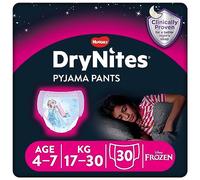 Huggies DryNites Pyjama fille - Taille 4-7 ans (30 pantalons) - Protection nocturne imbattable avec protection discrète et motifs amusants