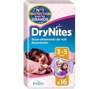 Huggies Drynites Sous-Vetements De Nuit Fille - 3-5 Ans - 16 Culottes - Lot De 4 Paquets De 16