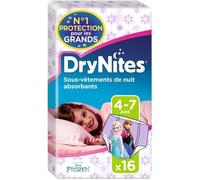 Huggies Drynites Sous-Vetements Fille - 4-7 Ans - 16 Culottes - Lot De 4 Paquets De 16