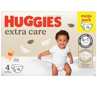 HUGGIES Extra Care - Couches bébé Taille 4 (8/16kg) - Pack de 76 couches - extra doux - barrières anti fuite - facile à changer - hypoallergénique et testé dermatologiquement