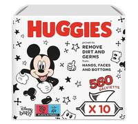 Huggies lingettes bébé débarbouillantes Mickey Mouse - 10 paquets de 56 lingettes (560 lingettes) - nettoie en douceur - fibres naturelles - idéales pour changer et débarbouiller bébé