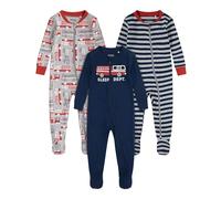 Huggies Little Hugs Bébé Garçon Snug Sleep Coveralls (3-Pack) Ensemble De Pijama, Bleu/Gris, 12 Mois EU