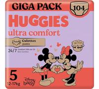 HUGGIES Ultra Comfort - Culottes bébé Taille 5 (12kg-17kg) - 2 paquets de 52 couches - ceinture ultra douce - absorbtion rapide - sans parfum ni chlore - sans latex - facile à mettre et à enlever