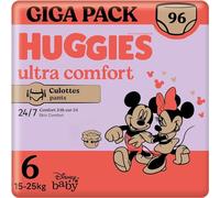 HUGGIES Little Movers - Culottes bébé Taille 6 (15 -25kg) - Facile à mettre et à enlever, Absorbtion rapide, Pas de Fuite, jusqu'à 12h au Sec - Ceinture extensible ultra douce - Pack 96 Culottes