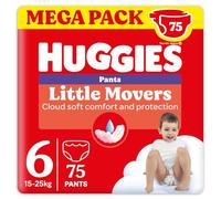 Huggies Little Movers, Lot de 75 couches pour bébé Taille 6 (15-25 Kg), Ultra absorbante, Pack Mega,