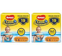 HUGGIES Little Swimmers Couches Taille 5-6 (12 à 18 kg), 2 Paquet de 19 Pièces (L'emballage peut varier)