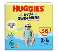 Huggies Maillots de bain jetables pour bébés, Taille 3-4 (7-15 kg), 36 couches-culottes, Paquet de 3 x 12 couches-culottes, Unisexe, Maxi pack, Petits nageurs