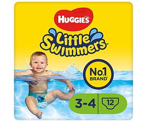 Huggies Maillots de bain jetables pour bébés, Taille 3-4 (7-15 kg), 36 couches-culottes, Paquet de 3 x 12 couches-culottes, Unisexe, Maxi pack, Petits nageurs