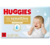 Huggies Pure Extra Care Sensitive Lingettes humides pour bébé, 99% d'eau, sans plastique, sans parfum (Lot de 6)
