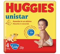 Huggies Unistar Couches Taille 4 (7-14 Kg), Lot de 128 couches (Base)