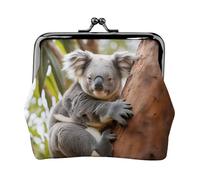 Hugging tree koala 1 impression pratique porte-monnaie mignon mini pochette pour femme (11,5 x 10,5 cm) exquis, noir, One Size