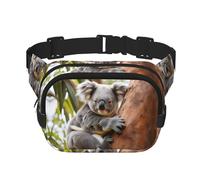 Hugging tree koala 1 imprimé carré double couche fonctionnelle sac banane unisexe sac bandoulière sac à dos voyage entraînement, noir, One Size