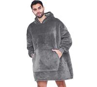 Huggle Sweat à capuche surdimensionné pour homme, femme, fille, garçon - Gris - Taille Unique