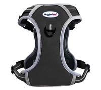 HugglePets Activity & Travel Harnais confortable pour chien | Noir S 45-60 cm | Réfléchissant réglable | Maille respirante | Poignée rembourrée | Anneau en D avant et arrière | Excellent
