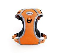 HugglePets Activity & Travel Harnais confortable pour chien Orange Taille M 60-80 cm | Réfléchissant réglable | Maille respirante | Poignée rembourrée | Anneau en D avant et arrière | Excellent