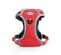 HugglePets Activity & Travel Harnais confortable pour chien Rouge Taille M 60-80 cm | Réfléchissant réglable | Maille respirante | Poignée rembourrée | Anneau en D avant et arrière | Excellent