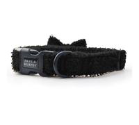 HugglePets Skye & Murphy Ensemble collier doux pour chien et nœud papillon | Noir (noir classique) | Texture ours en peluche avec nœud papillon amovible pour chien | Collier noir pour chien | Taille S