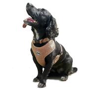 HugglePets Skye & Murphy - Harnais souple pour chien | Caramel (beige chaud) | Ajustement réglable et confortable avec sangles sécurisées | Noir | Taille S (28-41 cm)