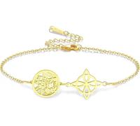 HUGGWRT Bracelet Noeud Sorcière Tétragramme Pentagramme Pendentif Celtique Nom de Dieu Cordon Tressé Ajustable Protection Artisanat Païen Bijou Féminin Masculin Witchcr, Or1