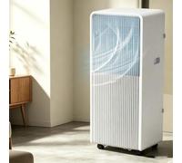 HUGGWRT Climatiseur Mobile Silencieux, Pompe à Chaleur Réversible avec Modes Froid, Chaud, Déshumidificateur et Ventilation, Panneau Tactile, Filtre Amovible, roulettes, Q1