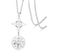HUGGWRT Collier Pentagramme Noeud Sorcière Tétragramme Pentacle Pendentif Amulette Celtique Double Protection Sorcellerie Païen Bijoux Hibou pour Hommes Femmes, Protection Double argentée