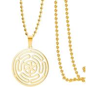 HUGGWRT Collier Triple Lune Pendentif Strophalos Hekate Acier Inoxydable Roue d'Hécate Amulette Wicca Païenne Bijou pour Femme Homme, chaîne à Perles d’Or