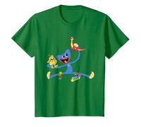 Huggy Wuggy Jouant avec Bunzo Bunny & Bron Kids T-Shirt, Enfant, Vert Kelly, 8 Ans