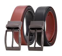 HUGH BUTLER 2en1 Ceinture en Cuir pour Hommes Réversible Une Ceinture deux Couleurs Noîte Cadeau Boire et Marron Taille Unique Ceint 120 cm