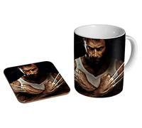 Hugh Jackman Wolverine Mug à café en céramique + Dessous-de-Verre Coffret Cadeau