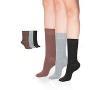 Hugh Ugoli Chaussettes Habillées & Business Femme en Bambou | Chaussettes Mi-mollet Fines, Décontractées & Respirantes, Lot de 3 Paires, Gris Clair, Anthracite, Marron Clair, Pointure: 36-39
